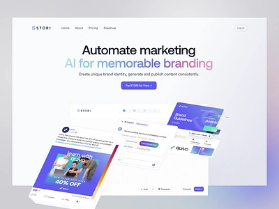 AI Branding Tool Landing Page ai ai branding ai dashboard ai tool automation automation software branding buffer facebook landing page marketing marketing landing marketing tool saas saas landing social zapier