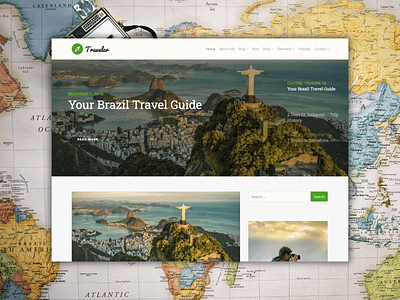 Traveler WordPress Theme - Trip Blog Template 3d animation branding logo motion graphics plugin templates theme travel trip ui wordpress