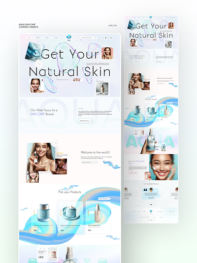 Aqua brand Website design 3d animation body butter branding cosmetics graphic design logo motion graphics packaging design responsive design serum ui ui ux design user interface