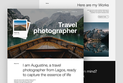 Travel Photography design landing page ui ux website