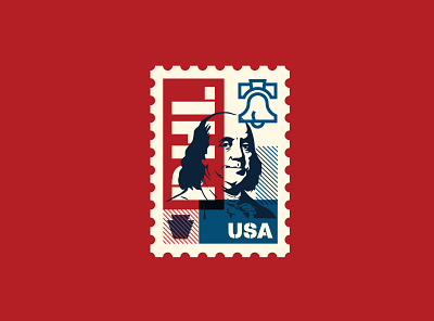Ben Franklin Stamp ben franklin graphic design illustration keystone liberty bell pennsylvania philadelphia philly phl stamp stamp design usa