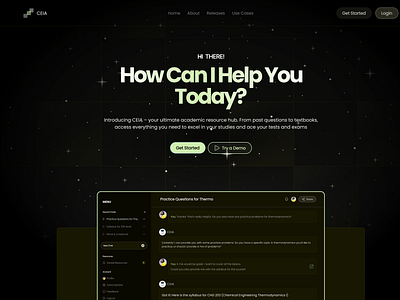 CEIA - Landing Page Animation ai animation artificial intelligence chatbot creative darkmode design education figma landing page motion graphics product design ui uiux