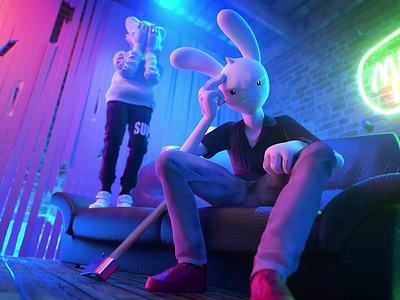 The Ring 3d after effects animation bear bunny c4d cgi character animation cinema 4d dance influenser lighting maya mograph motion graphics neon ring tiktok vfx