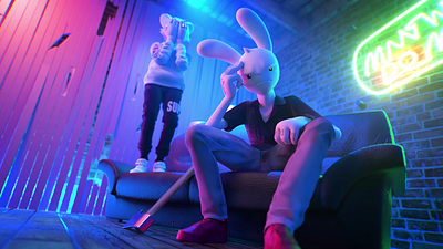 The Ring 3d after effects animation bear bunny c4d cgi character animation cinema 4d dance influenser lighting maya mograph motion graphics neon ring tiktok vfx