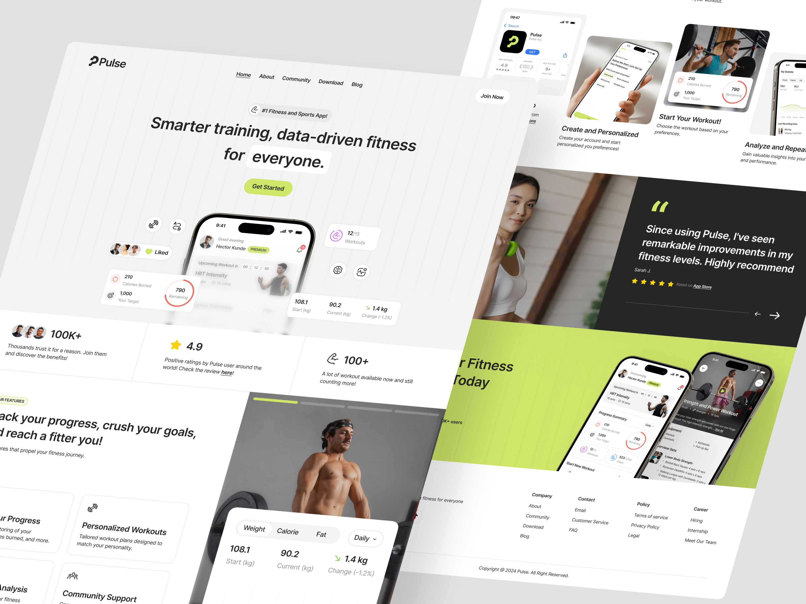 Pulse - Fitness App Landing Page activity design fitness gym health landing app landing page light mode promotional tracking training ui ui design uiux web design wellness workout