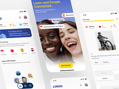 Lingo - Learn Language App app bahasa concept duolingo homepage illustration languageapp learn learn language lingo mobile mobile app mobile version ui design user interface
