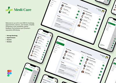 Medicare Management Portal appointments bookings crm crm ui dashboard design doctors green color header management ui medical medicare mobile responsive mobile ui navigation profile side nav ui ux