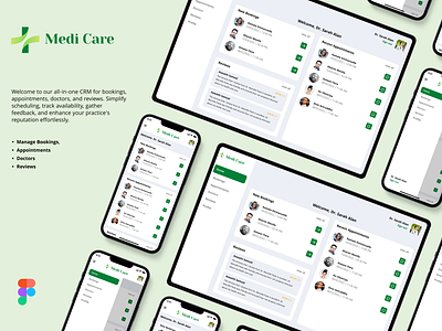 Medicare Management Portal appointments bookings crm crm ui dashboard design doctors green color header management ui medical medicare mobile responsive mobile ui navigation profile side nav ui ux