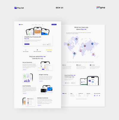 Landing page for Pay-let mobile app figma landing page logo typography ui uiux ux website