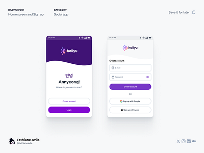 Daily UI #001 - Sing up page app createaccount dailyui login mobile product design purple signup smartphone social app ui uidesign uipractice ux uxdesign