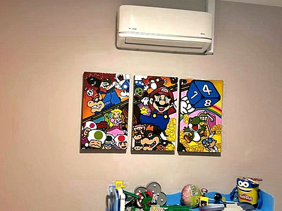 Triptico de Juego de Mario Bross en acrilíco y con resina