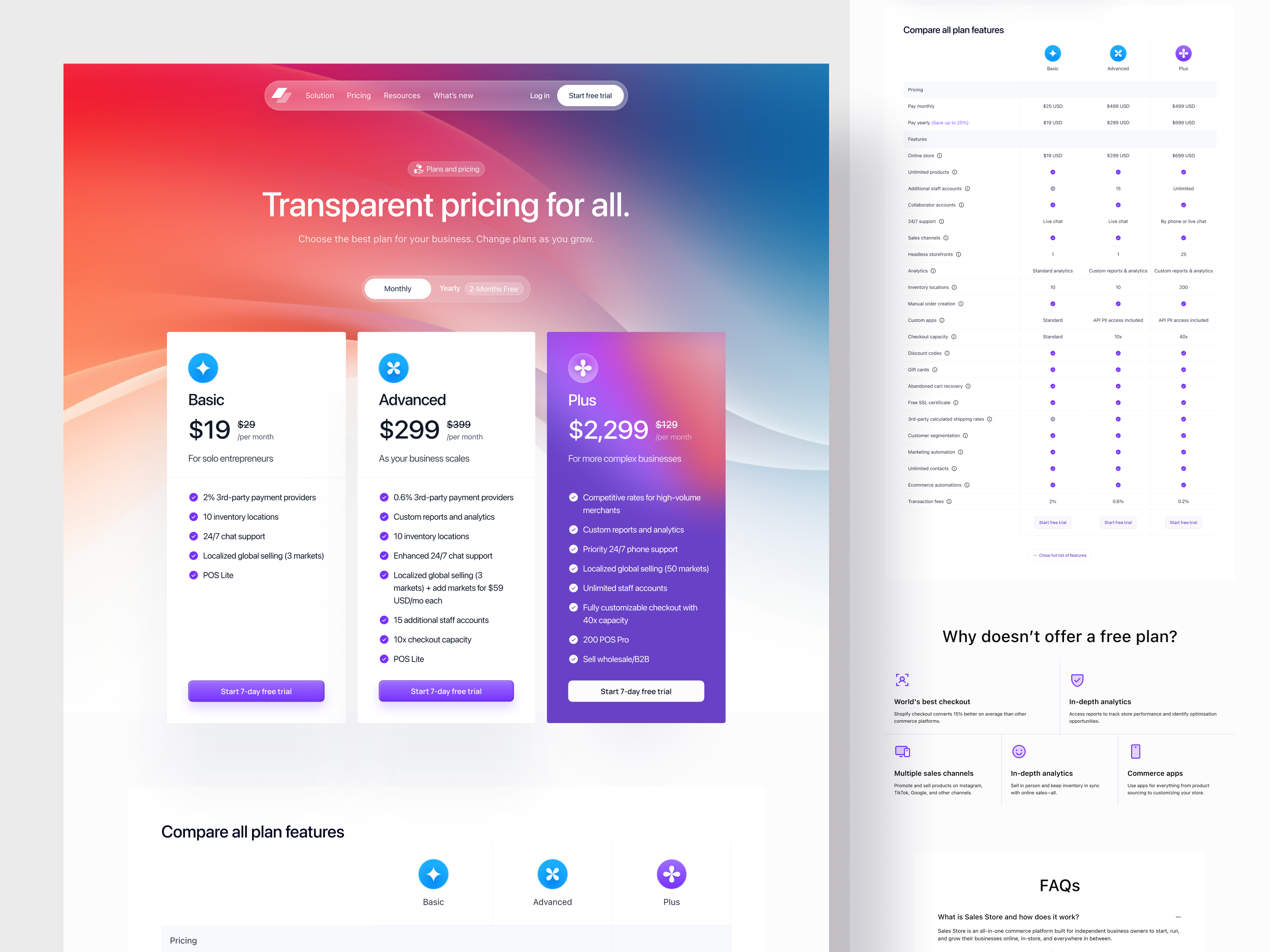 Example of Point of Sales - Pricing Plan Concept