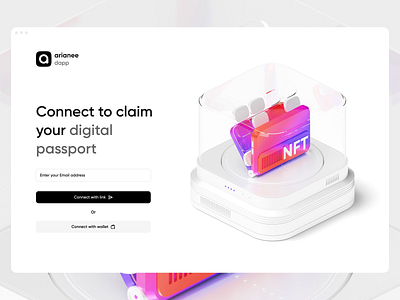 dApp Landing page 🚀 3d animation arianee blender blockchain claim connection crypto dapp digital passport landing page motion nft ui ux web3
