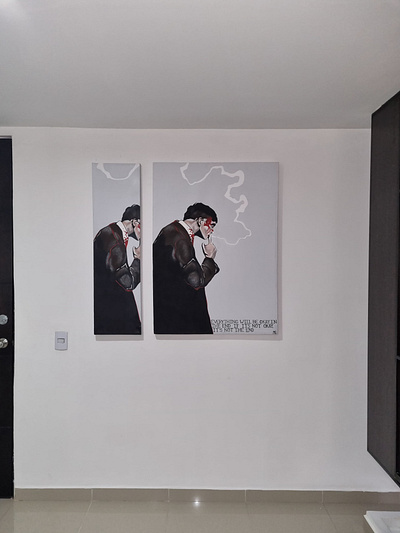 Pintura Thomas Shelby en acrilíco arte diseño pintura