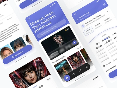 🎥 Movies - Online Cinema Ticket Booking Mobile App actress app booking branding cinema clean design film homepage mobile mockup movie netflix payment streaming ticket ui ux video watch