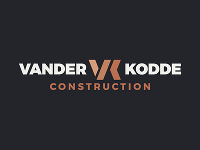 VanderKodde Construction Wordmark black bold branding building construction dutch gotham grand rapids graphic design heavy duty logo orange sans serif strong typography vk