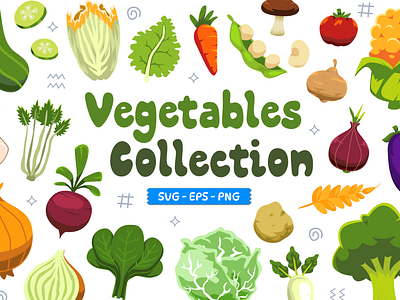 Vegetables Collection carrot cartoon clipart collection corn cucumber design element food graphic illustration kale nature object organic potato spinach tomato turnip vector