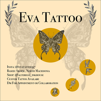 Eva Tattoo branding business card design graphic design illustration typography
