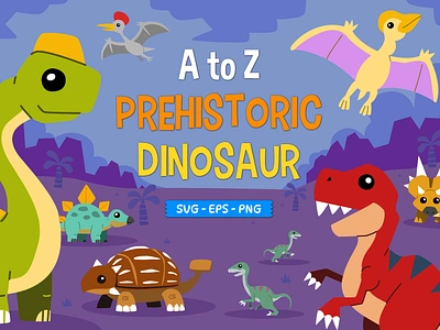 A to Z Prehistoric Dinosaur animal cartoon character clipart cute cute illustration design dino dinosaur education element graphic illustration prehistoric vector