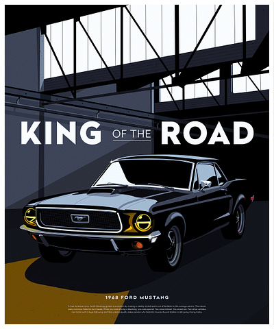 King of the Road 1968 car classic car cobra graphic design hot rod illustration mustang vector vintage