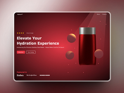 AquaLux Hydration Landing Page 3d 3dart blender3d branding design illustration spline ui uiux web design webdesign