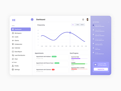 Xone- Lead Management Dashboard app business crm dashboard lead management saas ui