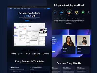Task Manager Landing Page (SaaS) dark mode design desktop gradient hero section landing page minimalistic modern saas task manager ui uiux ux website