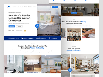 BlueSlate - Home Page Concept abdurrahman husain architecture barkahlabs construction design figma furniture home page minimalist renovation ui design uiux web design