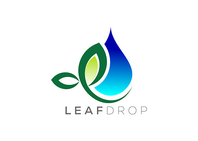 Water drop and Green leaf logo design vector template. environment