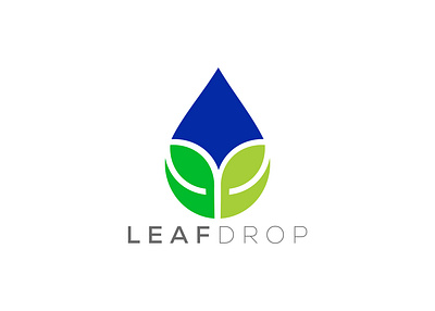 Water drop and Green leaf logo design vector template. ecology drop