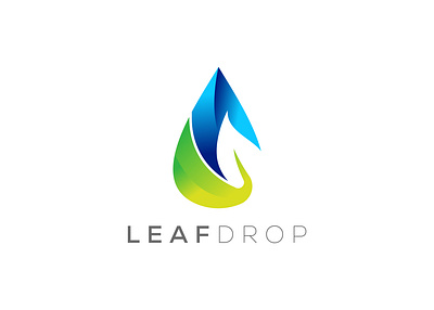 Water drop and Green leaf logo design vector template. ecology drop