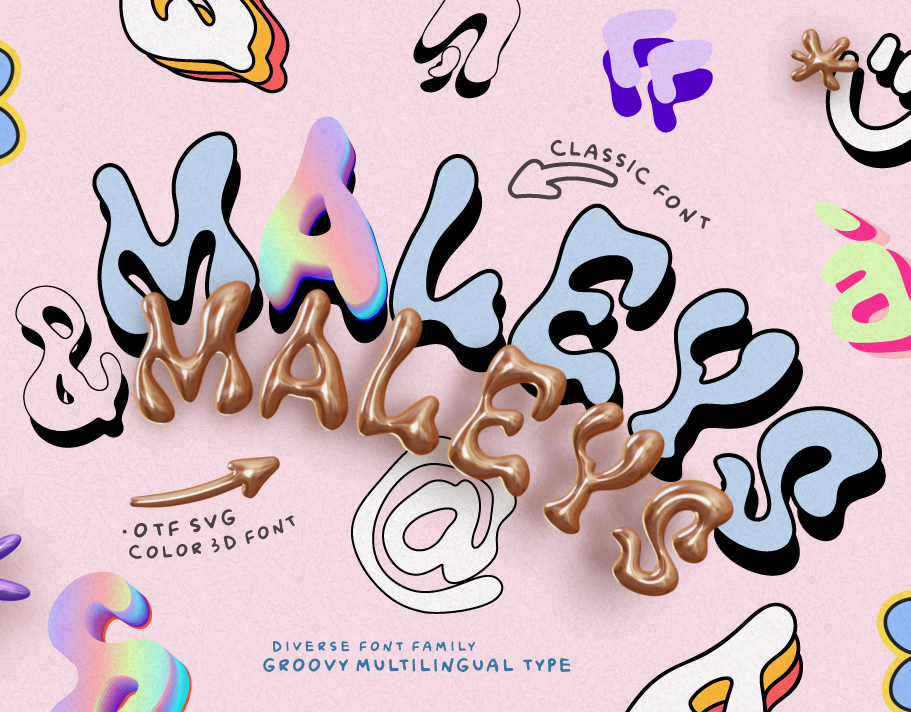MALEYS. Color OTF SVG Font Family. shimmering