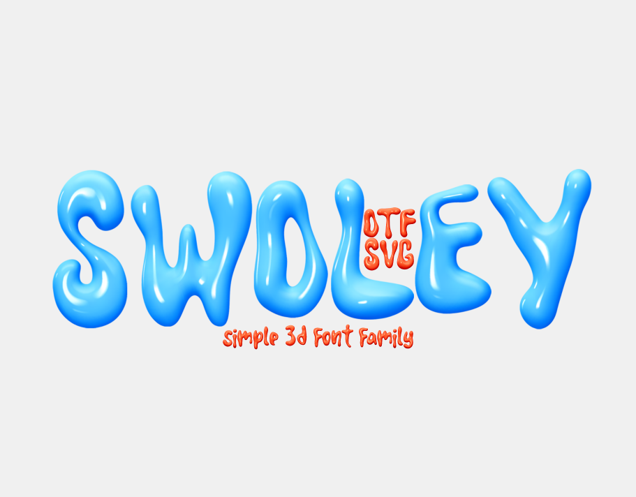 SWOLEY. 3D Font .OTF SVG integrative