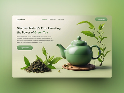 Green Tea Hero Section Web Design adobe photoshop figma green tea web design hero section design landing page tea lovers ui ui design ui ux design ux design web design