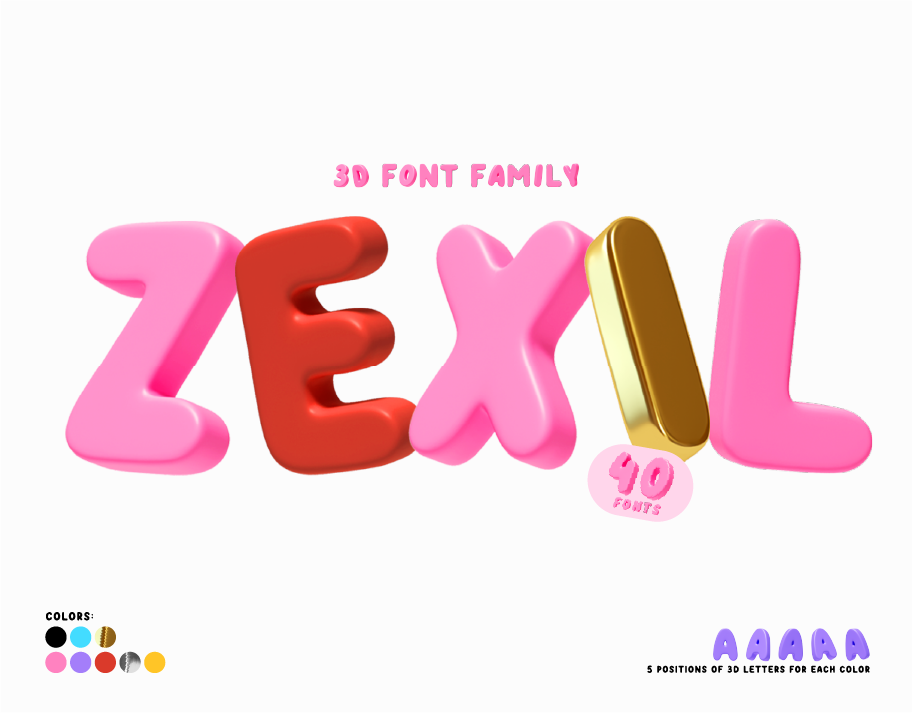 ZEXIL. 3D OTF SVG Font Family. web