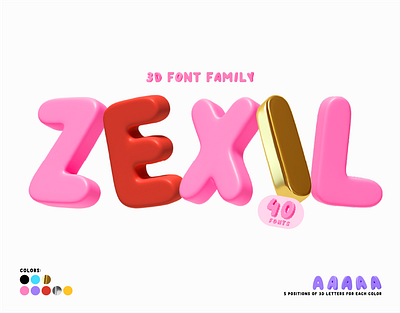 ZEXIL. 3D OTF SVG Font Family. web