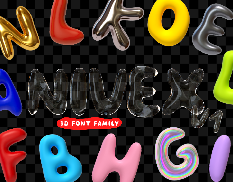 NIVEX V1. 3D OTF SVG Font Realistic. original