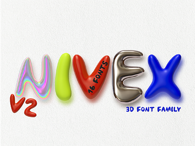 NIVEX V2. 3D OTF SVG Font Realistic. 3d family font fonts glass gold original plastic print realistic silver system type typeface