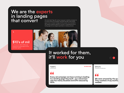 Marketing Website design | Landing page about us ads agency website clients company concept conversation converting dailyui design digital marketing home layout home page illustration inspiration landing page marketing reviews testimonials ui
