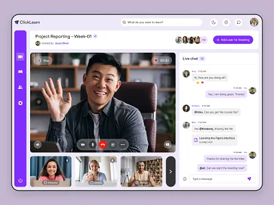 Master in Real-Time: Interactive Live Training Dashboard call chat clean creative dashboard design e learning edtech education figma learn minimal modern online online class study training ui ux video call web