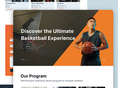 Sports Basketball Club Website academy basketball club gym landing page sport design sport website sports training website