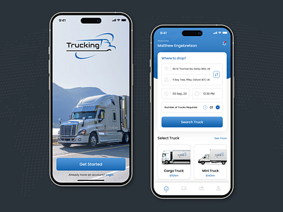Trucking App | Uber For Trucks app design logistics app mobile app mobile app design on demand trucking app transportation app trucking app trucking app development uber for trucks ui design uiux uiuxdesign