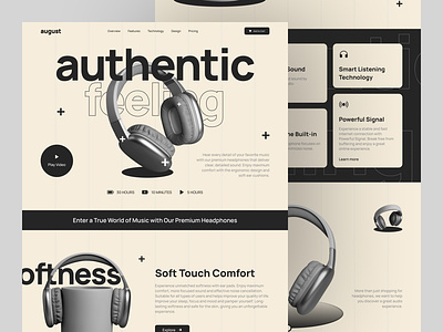 august - Electronic Headphone Landing Page Website authentic branding design electronic figma graphic design headphone illustration landing page landing page website ui uidesign uiux user experience user experience design user interface user interface design ux web design webdesign
