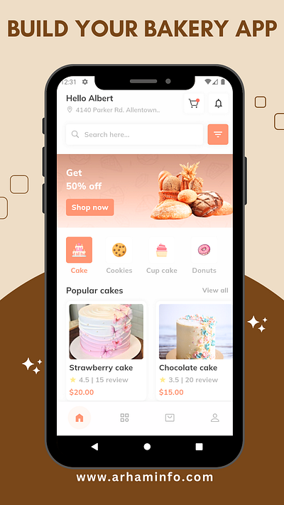 Bakery App 3d application coding dart flutter graphic design mobile application ui ui design