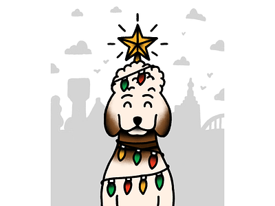 Christmas card christmas card design illustration poodle procreate traditional