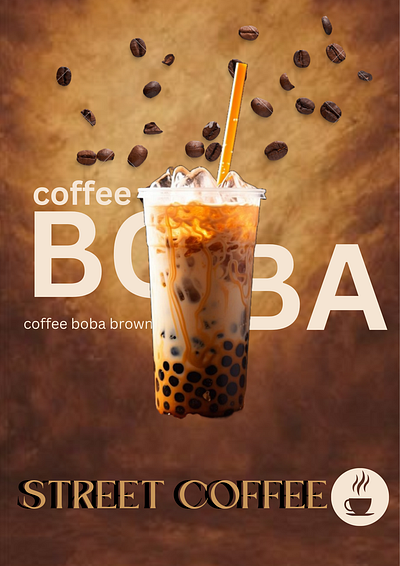 BOBA COFFEE poster boba coffee graphic design