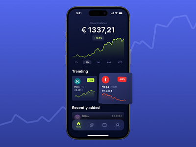 Crypto app app balance cards concept crypto currency ui ux