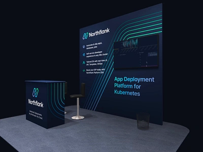 Northflank Event Booth Design blockchain booth branding deploy devops event exhibition expo gradient icon identity lettering logo pattern platform saas stand