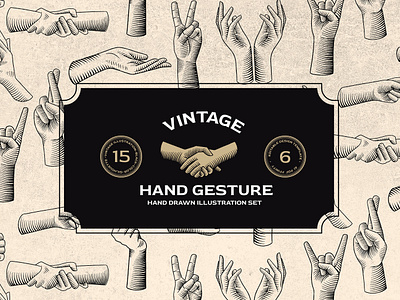 Vintage Hand Gesture Illustration design drawing hand drawn hand gesture hand sign illustration logo retro sign symbol vintage vintage illustration