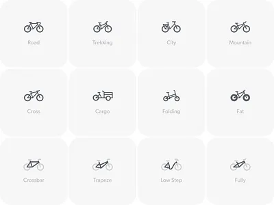 Bike categories and frame types bicycle cycling e bike icon mobility transportation vehicle